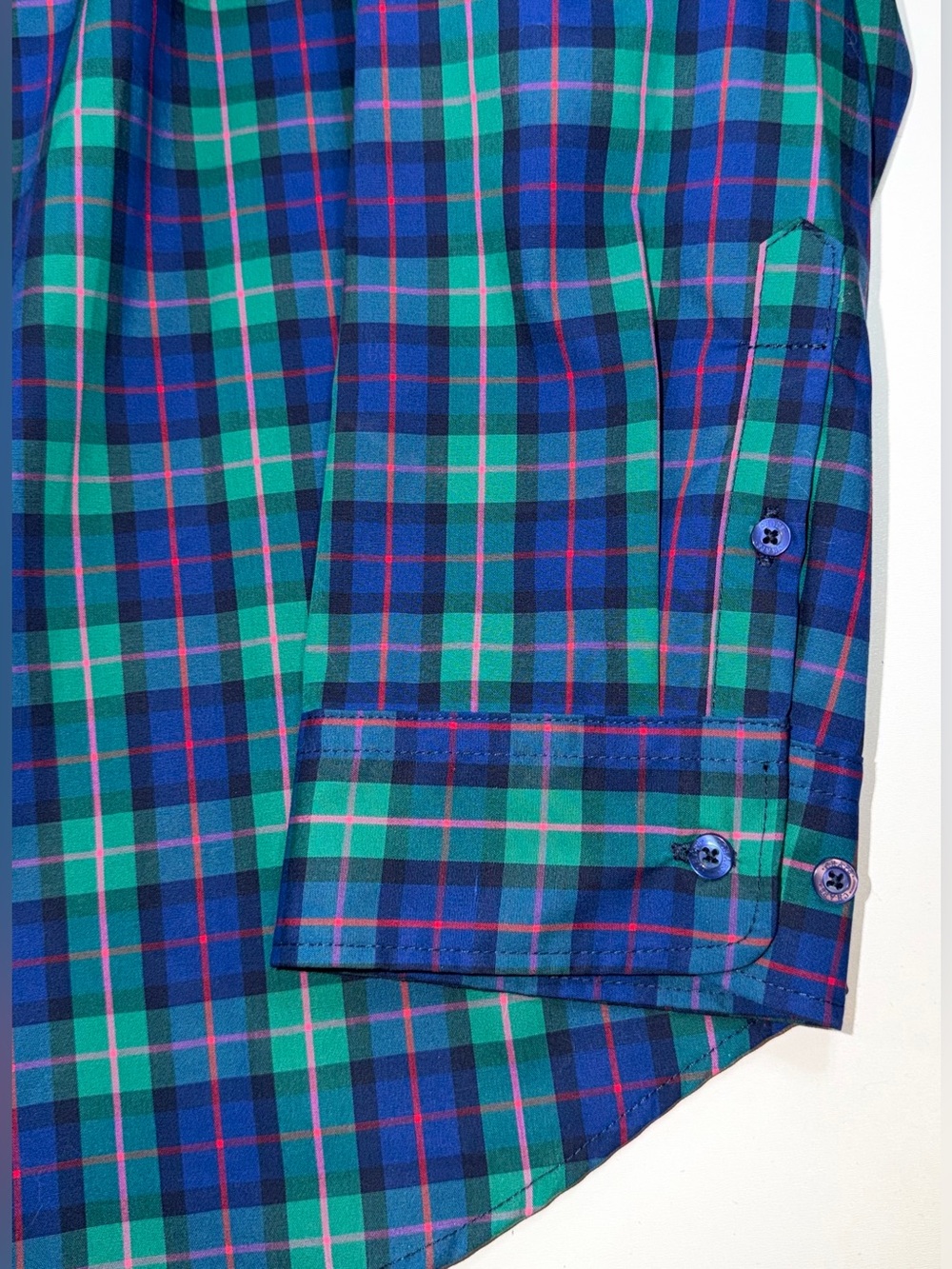 CHAPS No Iron Shirt Blue Green Plaid Long Sleeve Stretch Button Up Womens 3X NWT - Picture 9 of 14